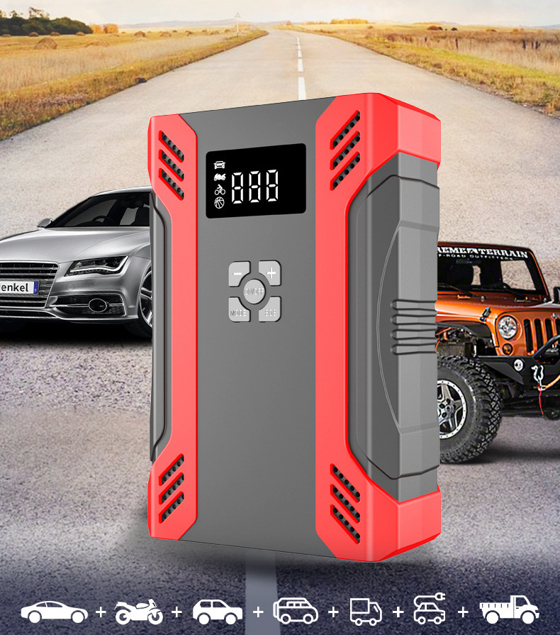 Multifunctional Car Jump Starter & Air Pump 350PSI Air Compressor 32000mAh PowerBank Car Starter Device Automotive Tyre Inflator