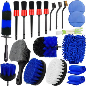 20Pcs Car Wash Detailing Drill Brush Set Auto Accessories Cleaning Tools Kit for Interior Exterior Wheels