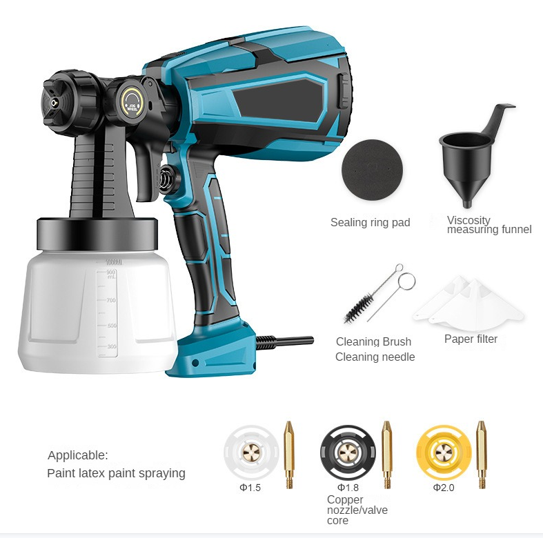 New portable electric paint sprayer 800W/1100w high-pressure airless paint spray gun with US UK EU plug,3/5 Copper Nozzles & 3 S