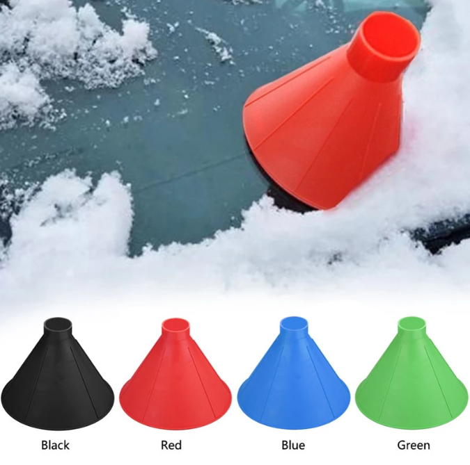 Windshield Snow Scraper Shaped Funnel Cleaning Tool Snow Remover Deicer Cone Tool Scraping A Round