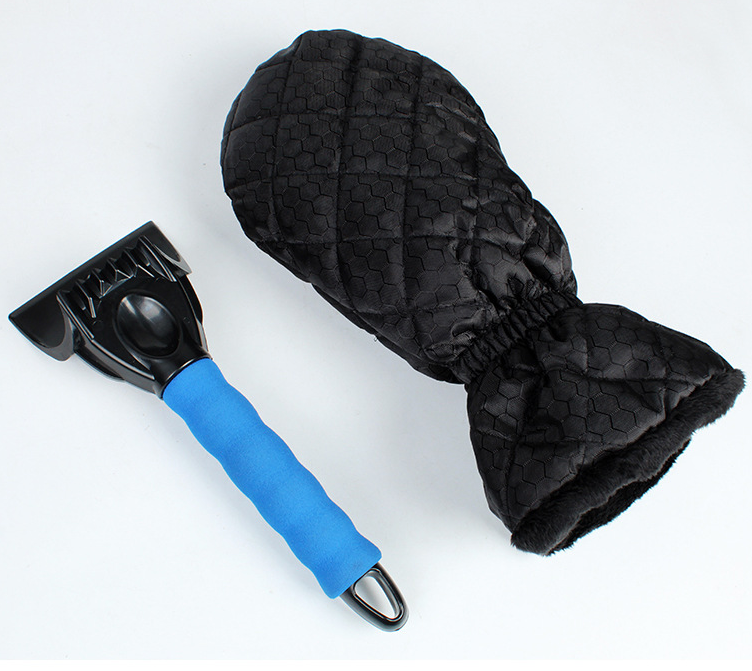 Portable Windshield Removal Cleaning Tool Winter Snow Shovel Car Ice Scraper With Hand Mitts