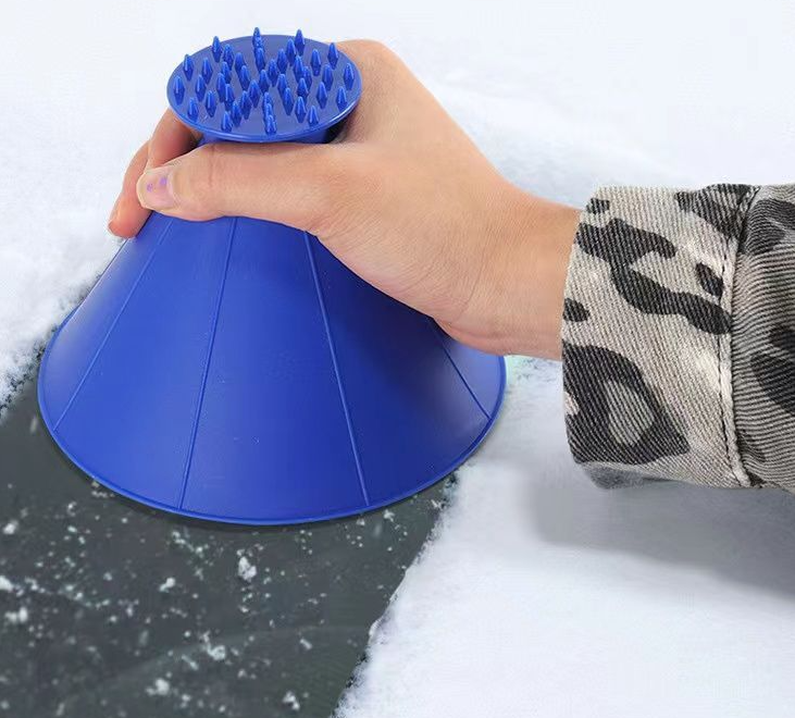 Windshield Snow Scraper Shaped Funnel Cleaning Tool Snow Remover Deicer Cone Tool Scraping A Round