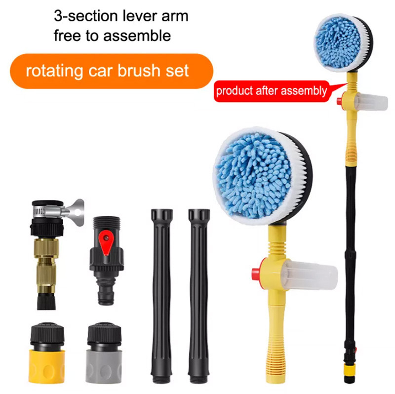 Multifunctional 360 degree car Wash brushes automatic rotating car detailing brush long handle chenille car wash brush mop kit