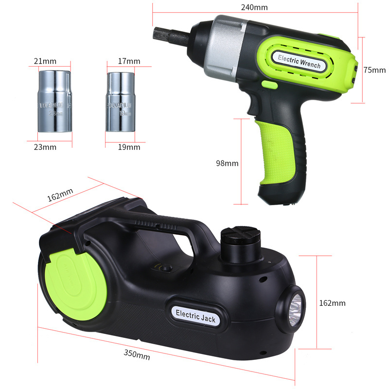 Electric Multifunctional Digital Jack Tools 3 in 1 Car Electric 5T Hydraulic Jack with Impact Wrench Inflator Pump LED