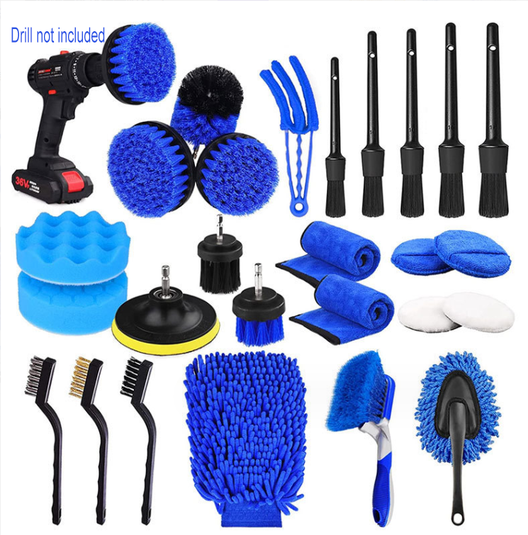 Hot-sale 26pcs Car Detailing Brush Set Car Washer Tool Electric Drill Brush Car Cleaning Brush Kit Polishing Pad Set