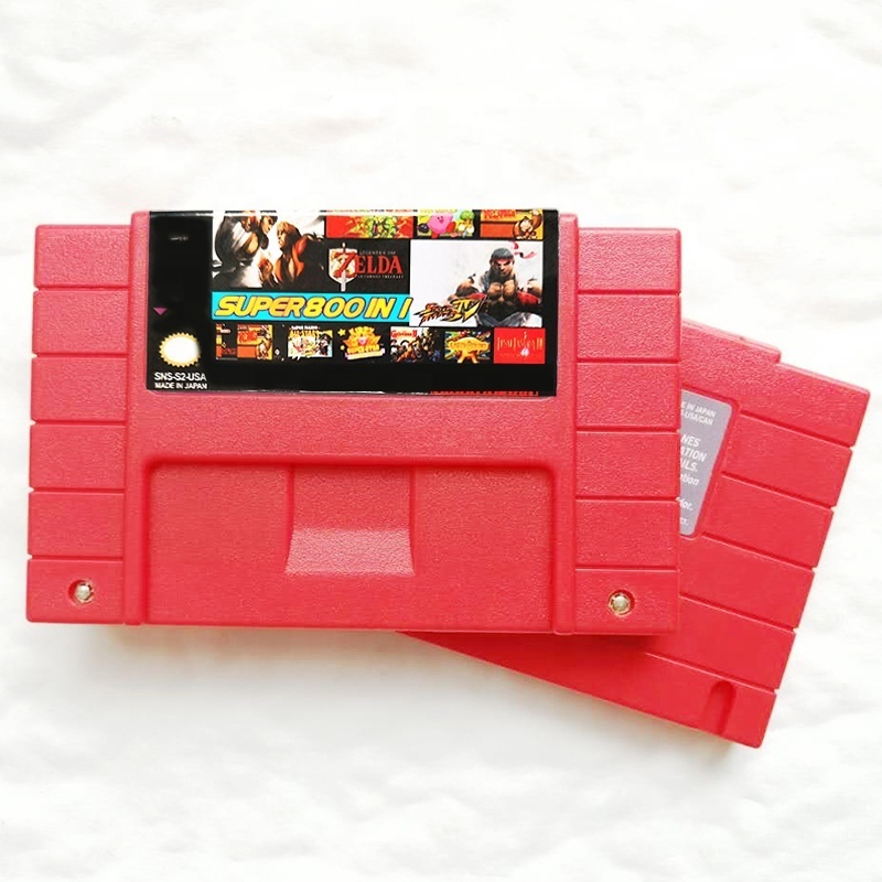 In Stock Red Shell 16 bit 800 in 1 Multi Card SNES Video Game Console Game Cards Other Game Accessories