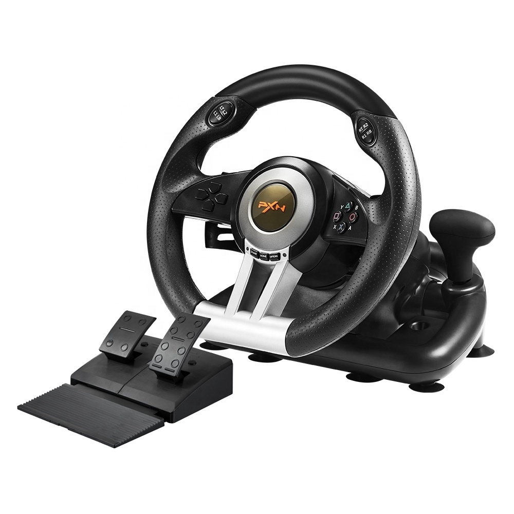 In Stock Double Vibration Motor Linear Cool Totem Brake Racing Car Game Steering Wheel For PC Switch PS4 PS3 XBOX ONE