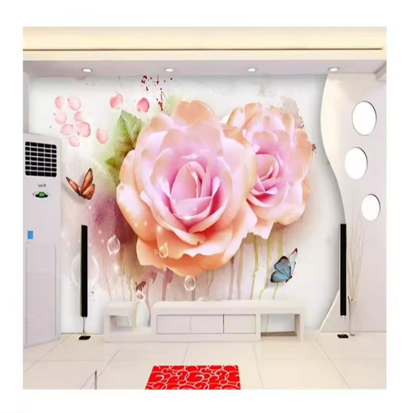 Custom Wallpaper 3d Blue Floral Murals Tv Sofa Background Wall Decoration Painting Wallpaper