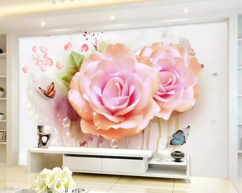 Custom Wallpaper 3d Blue Floral Murals Tv Sofa Background Wall Decoration Painting Wallpaper