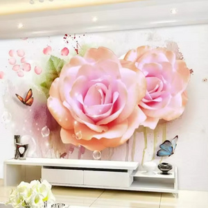 Custom Wallpaper 3d Blue Floral Murals Tv Sofa Background Wall Decoration Painting Wallpaper