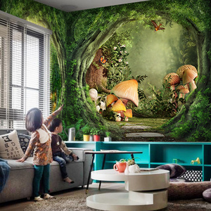 Forest Fairy Tale Wall Covering Kindergarten Wallpaper Cartoon Room Decoration Wallpaper 3D Children's Clothing Background Wall