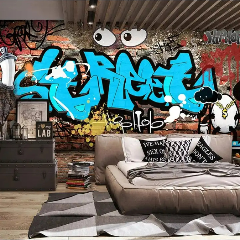 Custom Graffiti 3d Wallpaper Mural Home Wall Paper Decoration