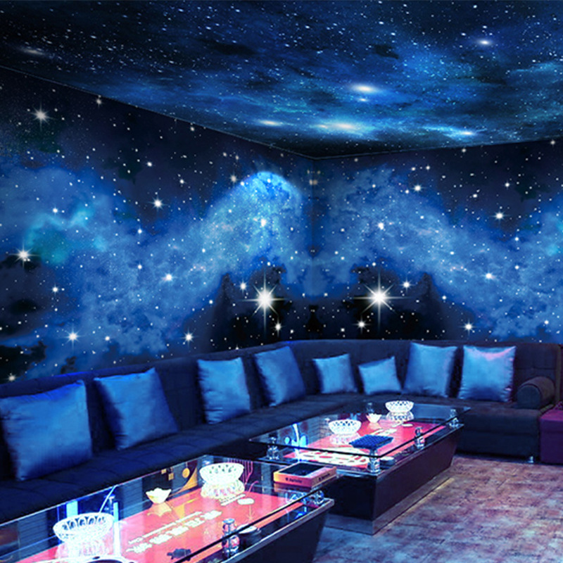 Ktv Starry Sky Theme Wallpaper Bar Space Galaxy Planet Universe Wall ...