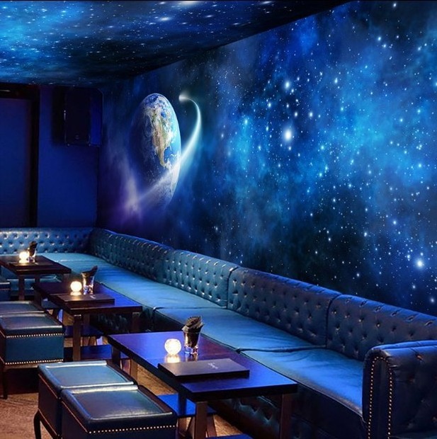 8D Ceiling Living Room Starry Sky Hotel Wallpaper Wall Covering Nordic Style Night Sky Mural Galaxy Ceiling Wallpaper