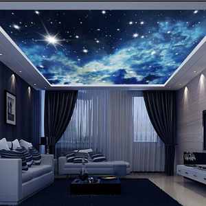 8D Ceiling Living Room Starry Sky Hotel Wallpaper Wall Covering Nordic Style Night Sky Mural Galaxy Ceiling Wallpaper