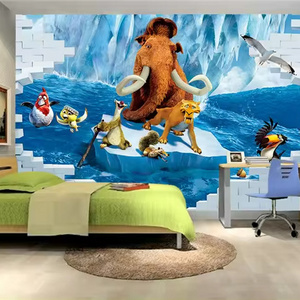 Seamless Cartoon Elephant Children's Room Wallpaper 3d Wallpaper Wall Stickers Self-Adhesive Tv Background Wall