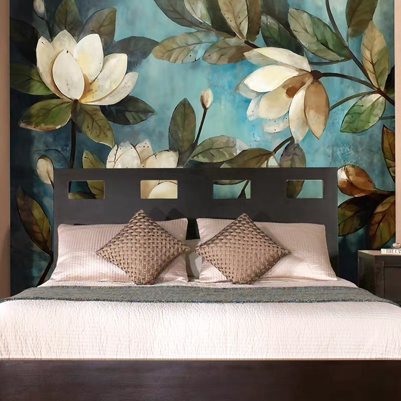 Custom wall murals peel and stick Retro Rose Flower Vine Hand Painted Wall Painting 3D Embossed Home Decor Wallpaper