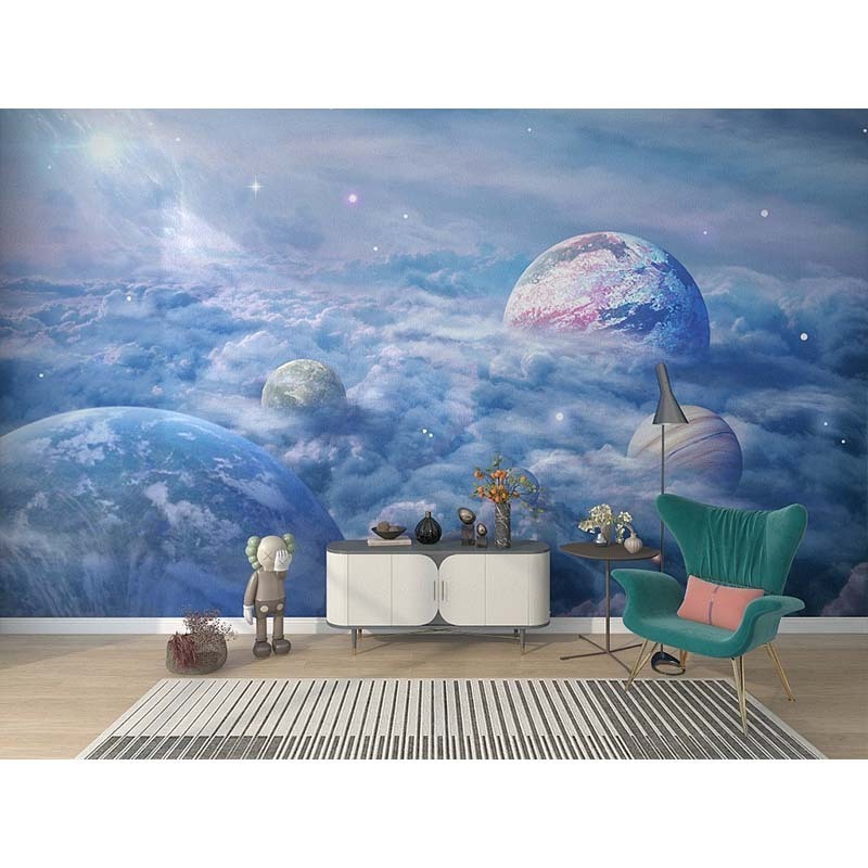 Space Planet Wall Mural Starry Sky Galaxy Wallpaper Bedroom Living Room Sofa Tv Background Wall Sticker