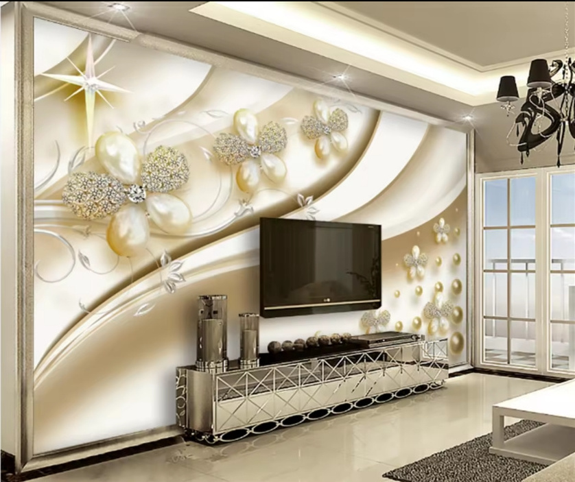 Mural European Crystal Flower Peel And Stick Wallpaper Photo Wall Painting Living Room Theme Hotel Luxury Wall Mural