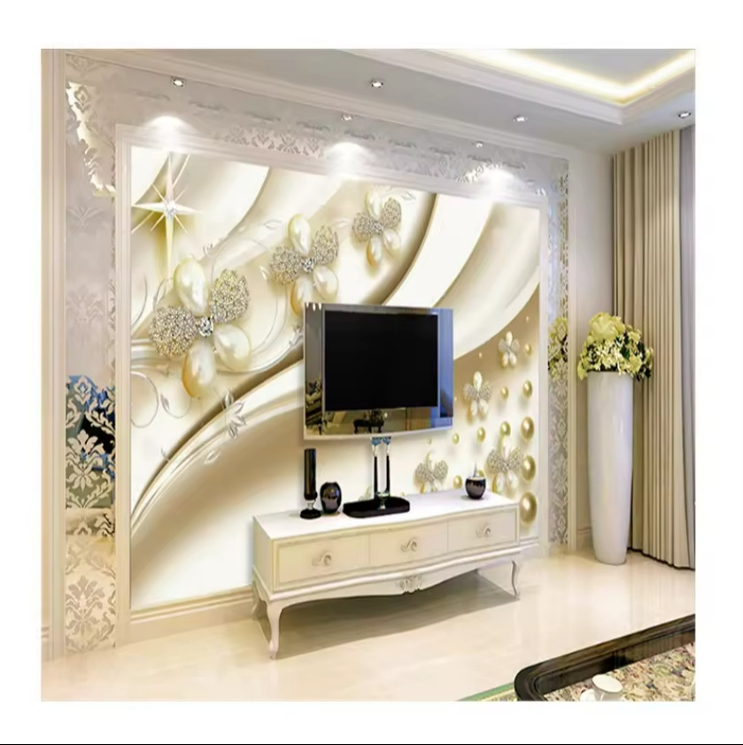 Mural European Crystal Flower Peel And Stick Wallpaper Photo Wall Painting Living Room Theme Hotel Luxury Wall Mural