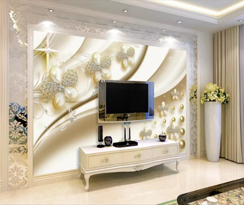 Mural European Crystal Flower Peel And Stick Wallpaper Photo Wall Painting Living Room Theme Hotel Luxury Wall Mural