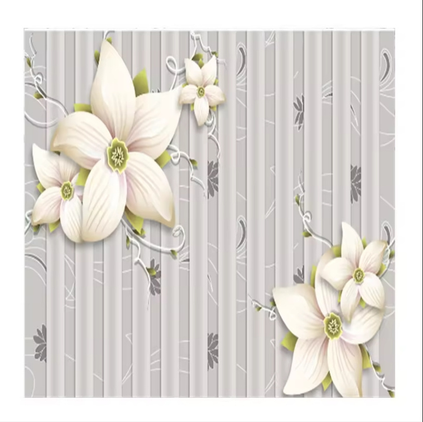 Custom European 3d Stereo Lily Flower Wallpaper Background Wall Painting Home Decoration Photo Peel And Stick Wall Mural