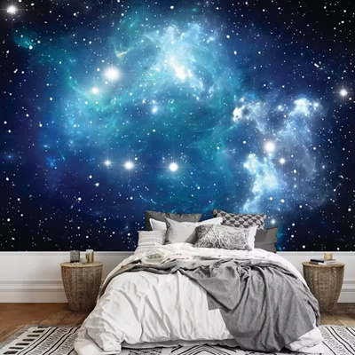 Galaxy Starry Wall Mural Removable Wall Sticker Modern Living Room Bedroom Home Decor Wallpaper