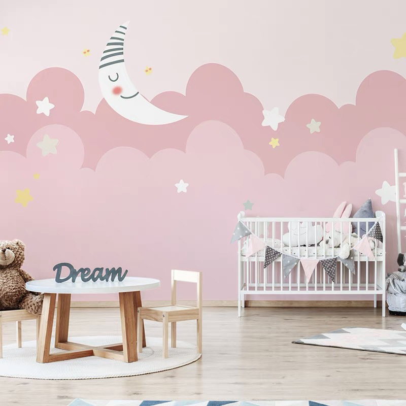 Custom 3D Wall Murals Wallpaper For Kids Room Cartoon Animal Stars Moon Children Bedroom Decoration Wallpaper Mural Papel De Par