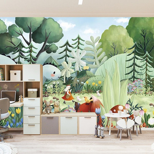 Dinosaur Wallpaper Cartoon Fairy Tale Forest Bedroom Wall Covering Plant Mural Warm Children's Room Modern Wallpaper