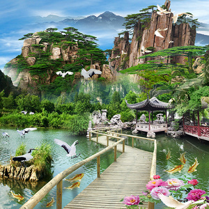 Landscape Bamboo Forest Outdoor Scenery Decorative Wall Background Cloth Wallpaper 3d Wall Landscape Nature Alley Mural