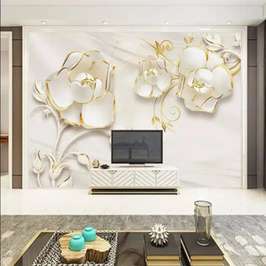 Custom Wallpaper Home Decorative Mural Modern Simple 3D Space Relief Flower TV Sofa Background Wall Tableau Mural