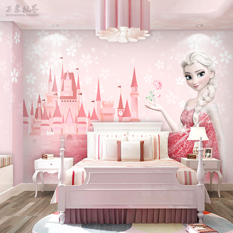 Kids Room Girls Bedroom Mural Cartoon Frozen Wallpaper  Princess Room Decoration 3d Background Wallpaper