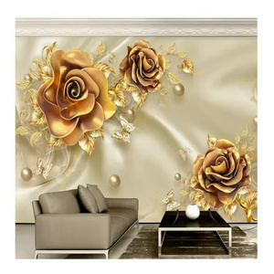 Custom Mural Wallpaper 3d Luxury Gold Jewelry Floral Wallpaper Living Room Bedroom Study Home Decor