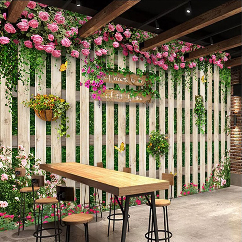 Pink Romantic Wedding Cherry Blossom Forest Scenery Photo Studio Background Wallpaper Mediterranean Wood Board Rose Rose Mural