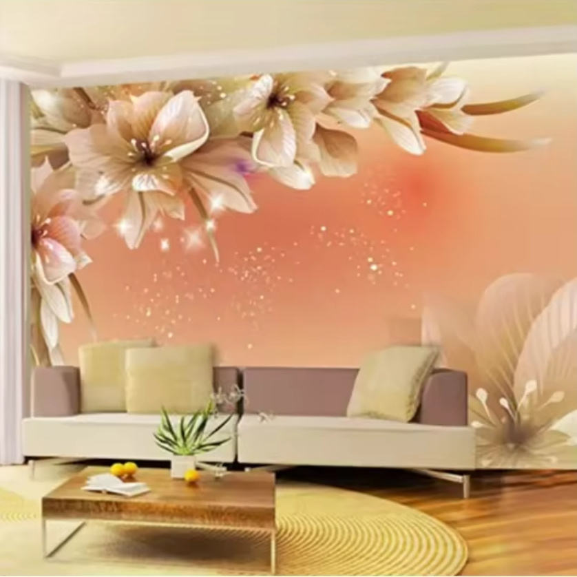 3d Stereo Golden Flowers Wallpaper Living Room Tv Sofa Background Wall Mural 3d Sticker