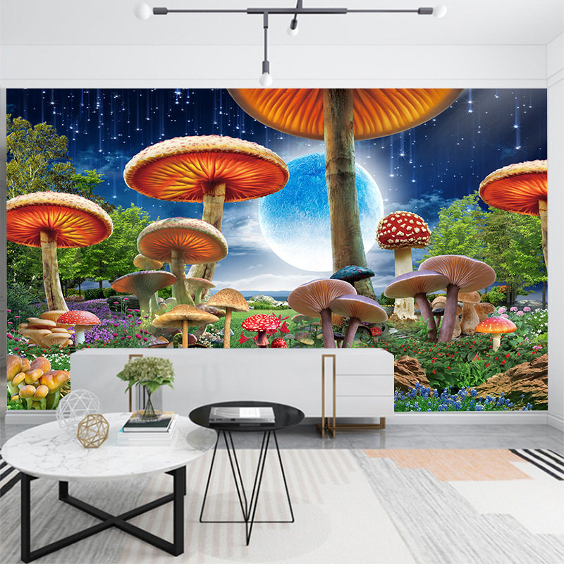 Fairy Tale World Mushroom Fantasy Landscape Living Room Bedroom Tv Background Wall Mural