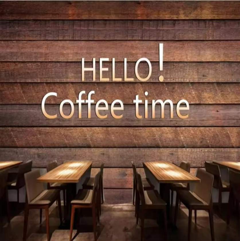 Retro Dark Brown Wooden Wall 3D Photo Wallpapers for Coffee House Leisure Bar Cafe Industrial Decor Background Wallpaper