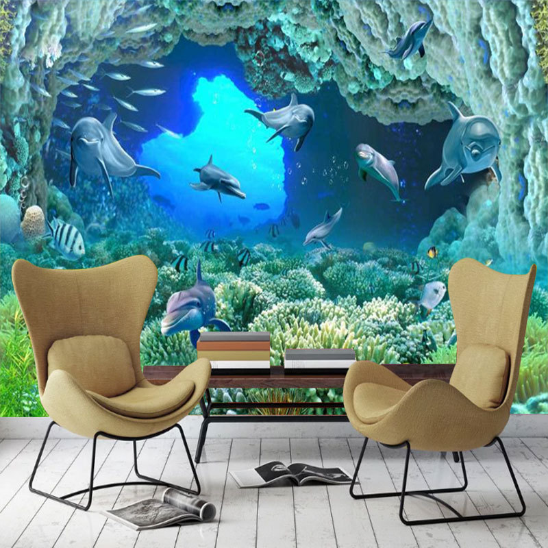 Custom Boys And Girls Bedroom 3d Wallpaper Nordic Fresh Underwater World Fish Wallpaper Children'S Room Wall Mural