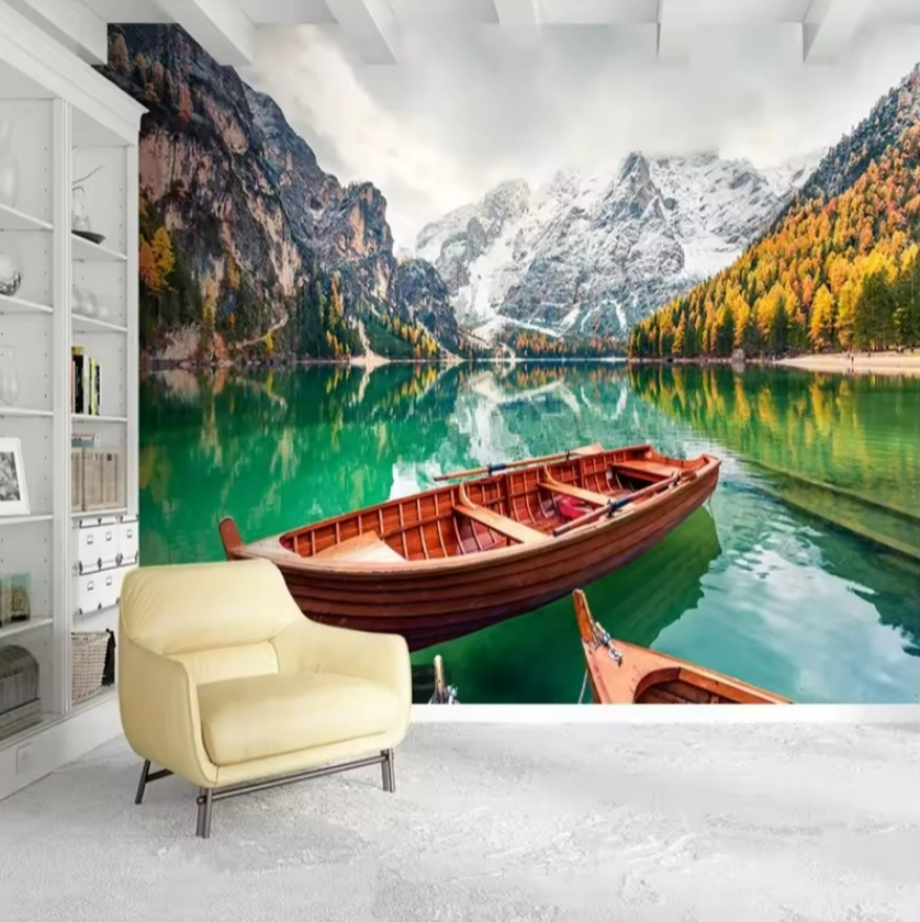 Custom 3D Murals Forest Wallpaper Landscape Mountain Lake Scenery Wall Murals For Living Room TV Backdrop Wall Paper