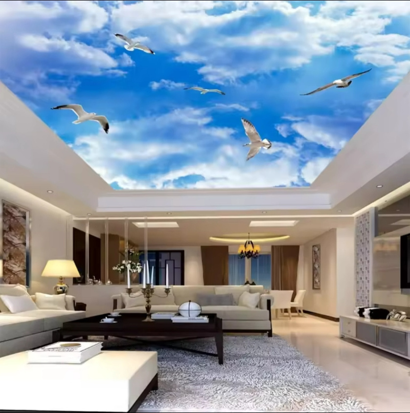 Blue Sky 3d Wallpaper White Clouds Ceiling Wall Murals For Living Room Bedroom Home Decor Ceiling Wall Papers