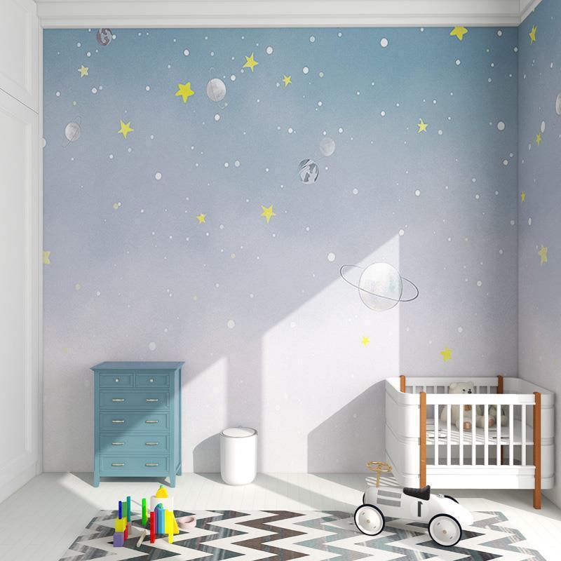 Cartoon Stars Space Wallpaper Children's Room Baby Room Wall Covering Mural Boy Girl Bedroom Bedside Wallpaper