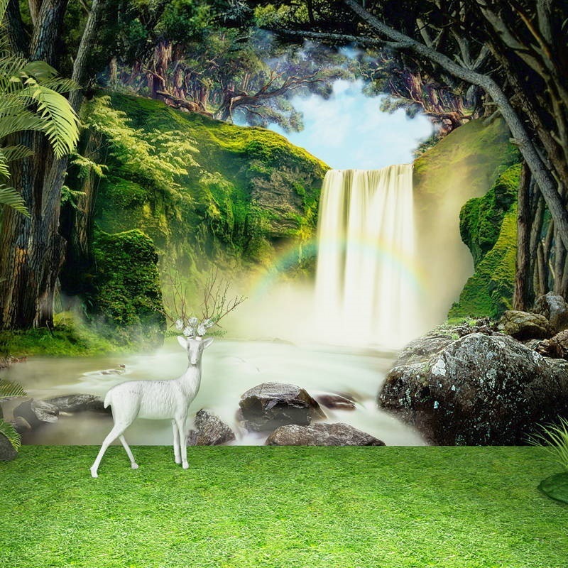 Fantasy Fairy Tale Forest Wallpaper 3D Three-Dimensional Scenery Children's Room Kindergarten Restaurant Background Wallpaper