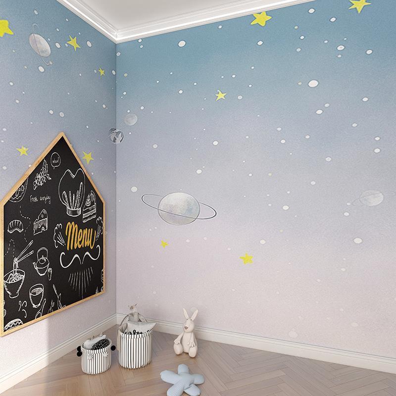 Cartoon Stars Space Wallpaper Children's Room Baby Room Wall Covering Mural Boy Girl Bedroom Bedside Wallpaper