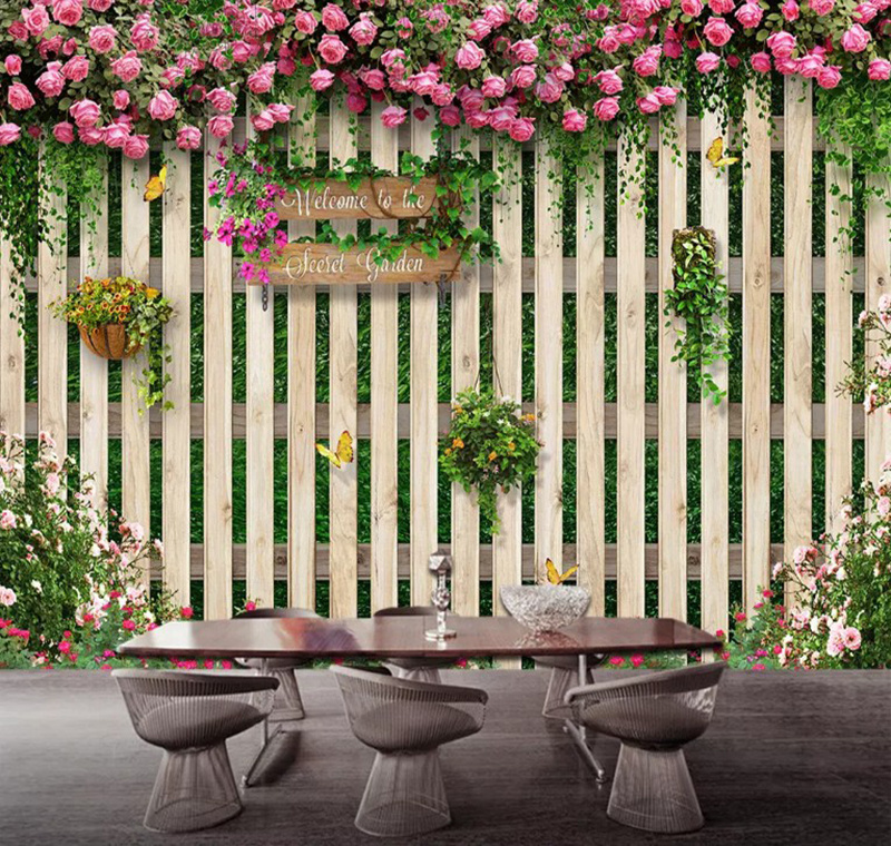 Pink Romantic Wedding Cherry Blossom Forest Scenery Photo Studio Background Wallpaper Mediterranean Wood Board Rose Rose Mural