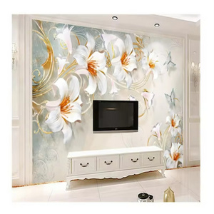 European Style Jewelry Embossed Simple Flower Wallpaper Living Room Background Wall Mural 3d Lily Decoration Wallpaper