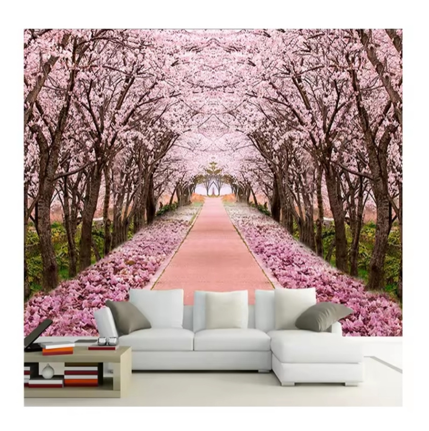 Custom Wallpaper 3d Romantic Cherry Blossom Tree Mural Living Room Tv Sofa Background Wall Painting Fresco