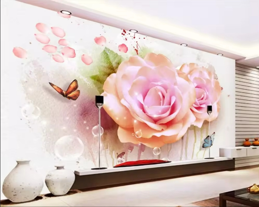 Custom Wallpaper 3d Blue Floral Murals Tv Sofa Background Wall Decoration Painting Wallpaper