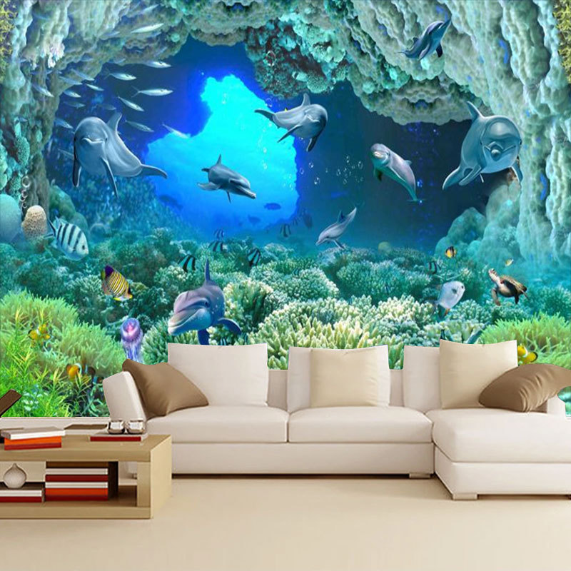 Custom Boys And Girls Bedroom 3d Wallpaper Nordic Fresh Underwater World Fish Wallpaper Children'S Room Wall Mural