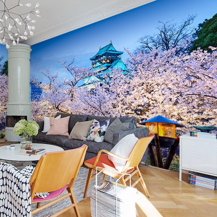 Romantic Cherry Blossom Scenery Mural Background Wall Living Room Bedroom Coffee Shop Restaurant Wallpaper Wallpaper