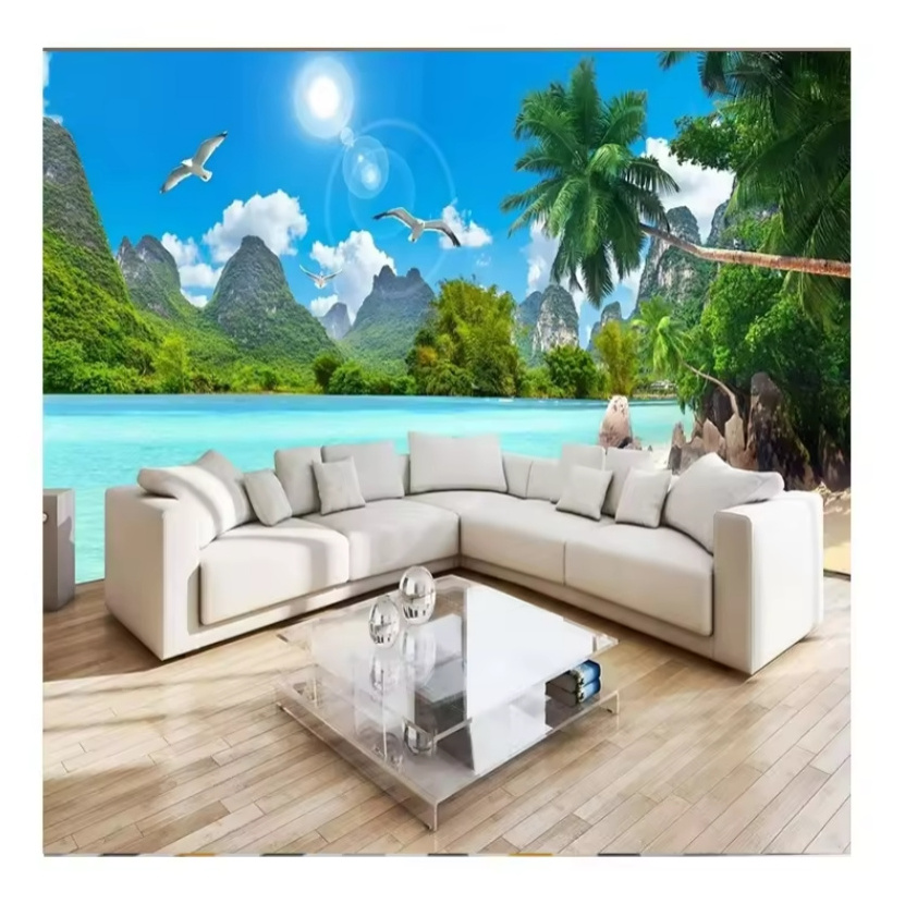 Wall Murals Seaside Scenery Beach Coconut Tree Peel And Stick Wall paper Lving Room Background Home Waterproof Murals